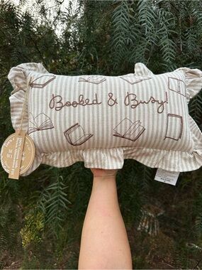 Booked & Busy Decorative Ruffled Accent Pillow - Moss & Willow NWT